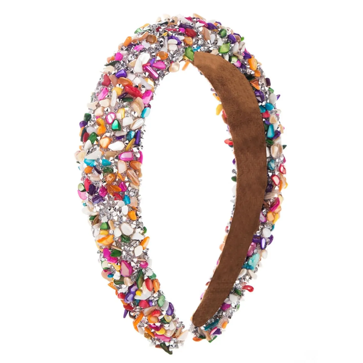 Rhinestone Baroque Retro Colorful Headband - Bling Diamond Padded, Glitter Sparkle Fashion Hair Accessories - Gifts For Women Girls