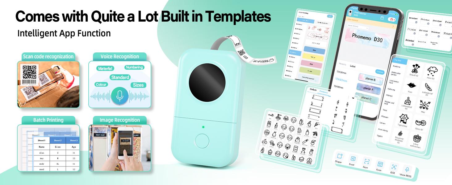 D30 Portable Bluetooth Label Maker Machine with Tape, Small Mini Label Printer, Multiple Templates Fonts Icon Labeler for Home, School, Office D30 Portable Bluetooth Label Maker Machine with Tape, Small Mini Label Printer, Multiple Templates Fonts Icon Labeler for Home, School, Office