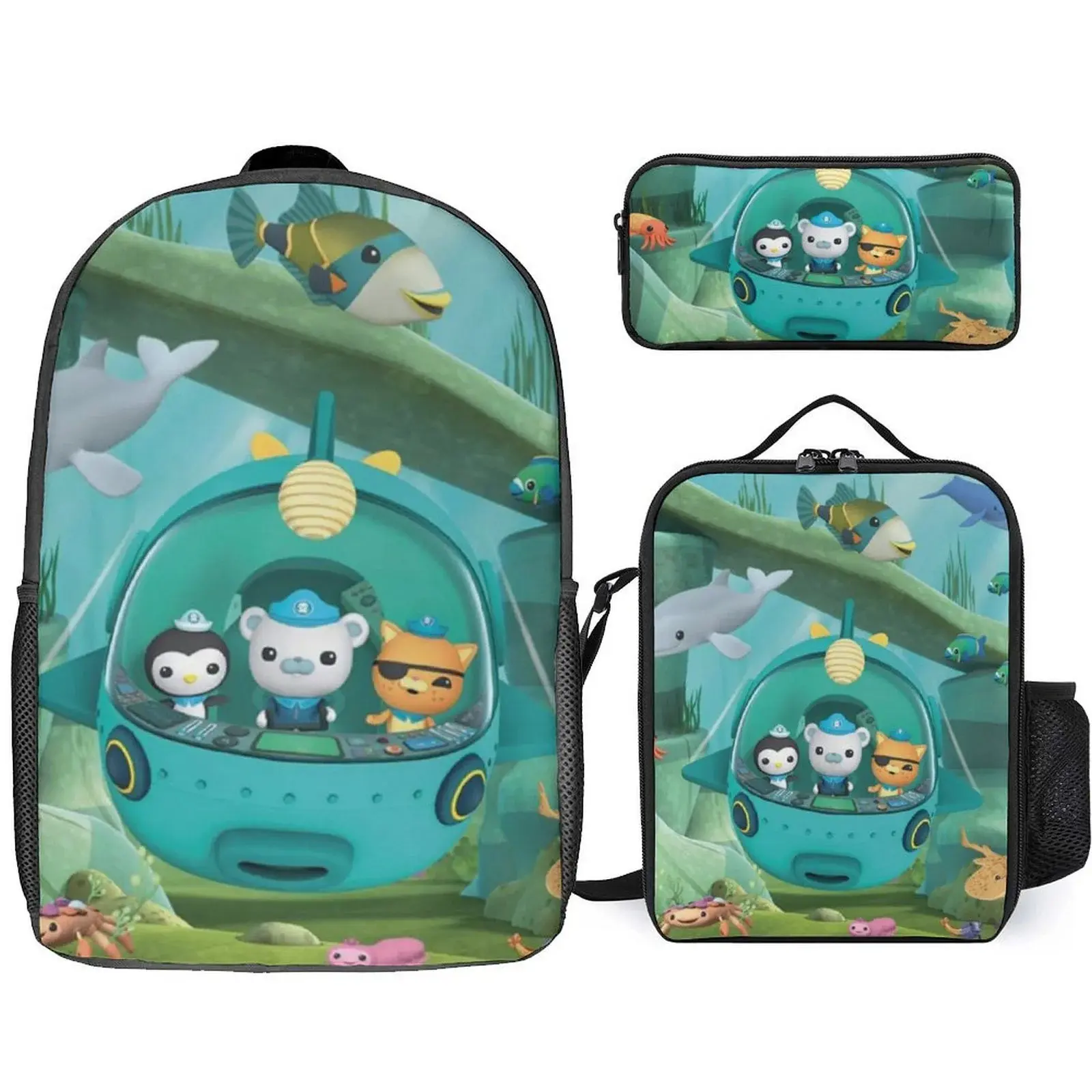 The Octonauts Backpack 3 Piece Set Travel Daypack Combination, Back to School Gifts
