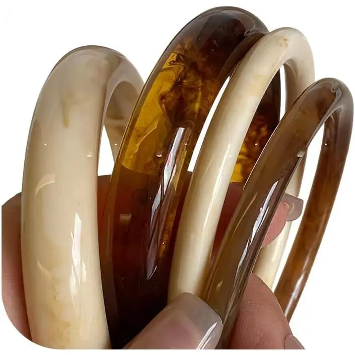 Acrylic Bangles Bracelets for Women, Irregular Acrylic Resin Chunky Bracelets Geometric Fashions Thick Statement bangle Set