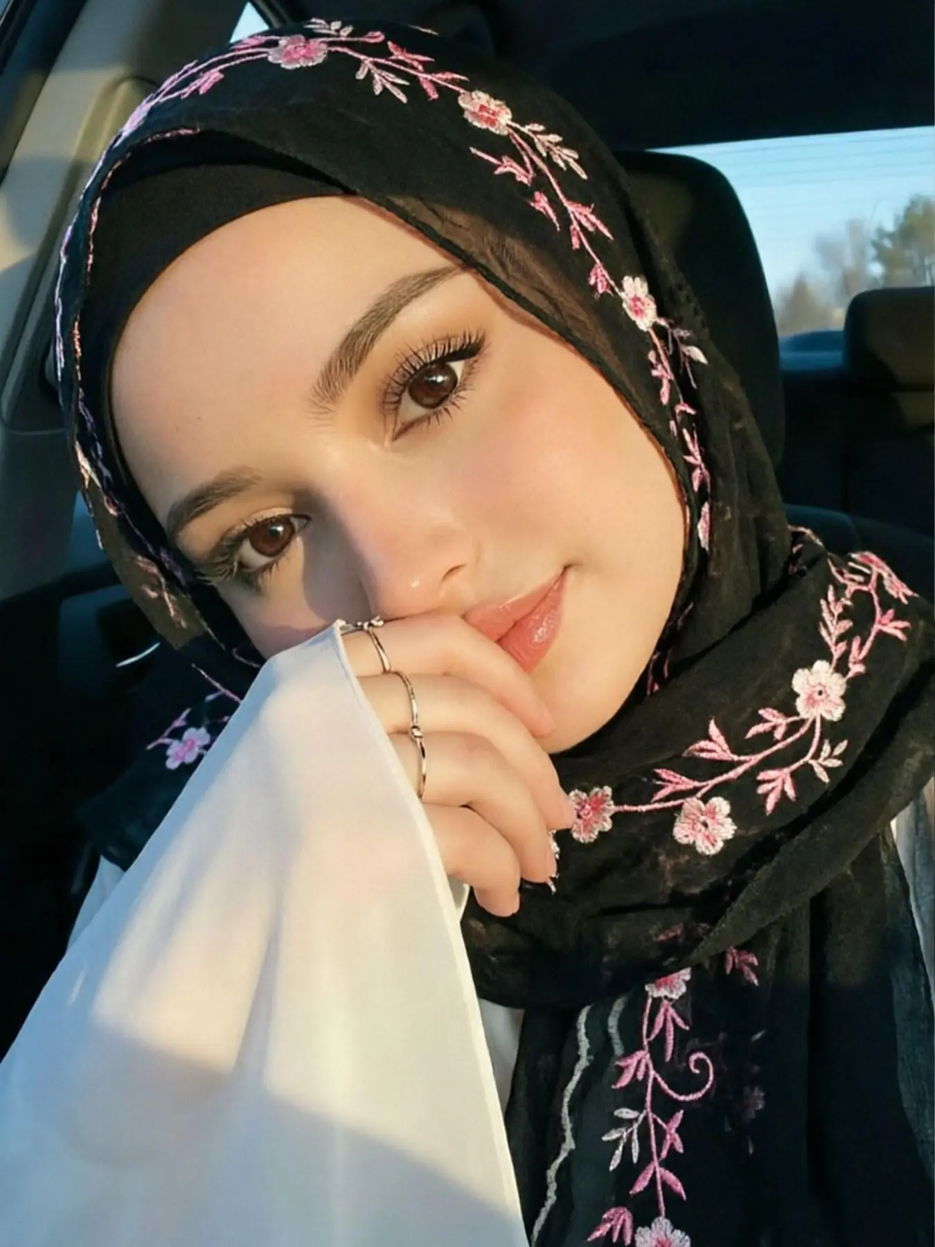 Women's Vintage Solid Color Chiffon Vine Embroidered Long Scarf, Muslim Prayer Wear, Floral Embroidered Chiffon Shawl, Elegant Streetwear Wrap