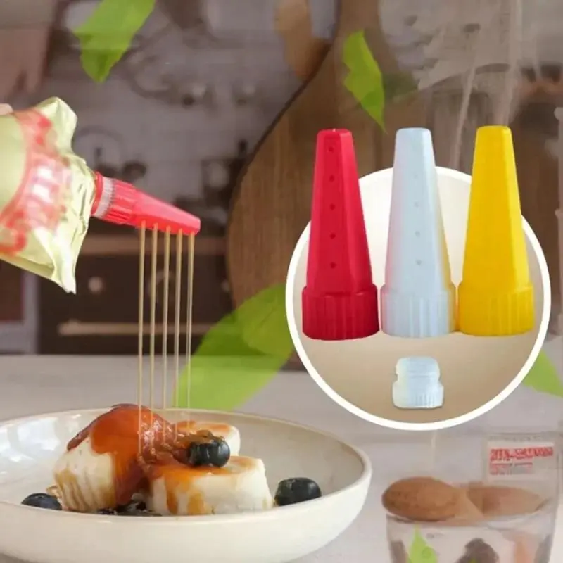 3Pcs Salad Sauce Syrup Jam Ketchup Squeeze Bottle Nozzle Salad Dressing Dispenser Piping Tip Food Grade PP Kitchen Gadget