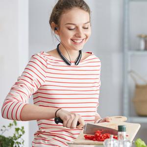 Bluetooth Headphones Retractable Neckband, Bluetooth Headset with Microphone Vibration Call, Stereo Noise Cancelling Earphones for Workout Sports Driving (Black)