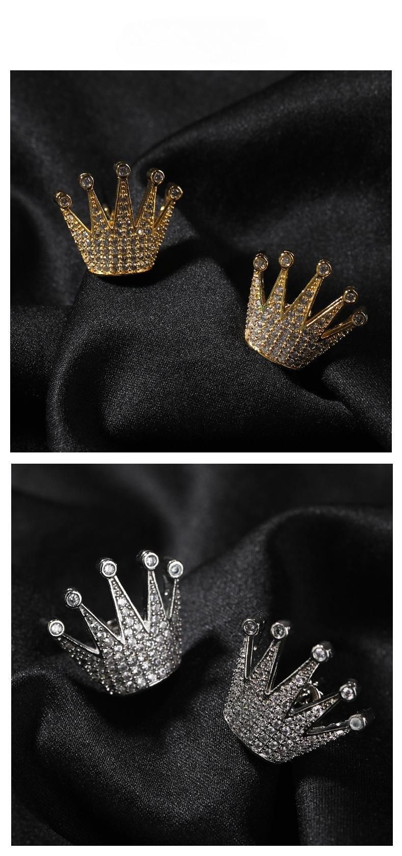 [ICE HUE]18K Gold Vacuum Plated Copper with 5A+ Sri Lanka Zircon Crown Diamond Earrings Miami Italy Mexico & Micro Inspired for Women & Men Luxury Jewelry,Daily Wear,Casual Fashion,Gift Idea,Chicano,Classic,Hip Hop,Simple,Sporty Style