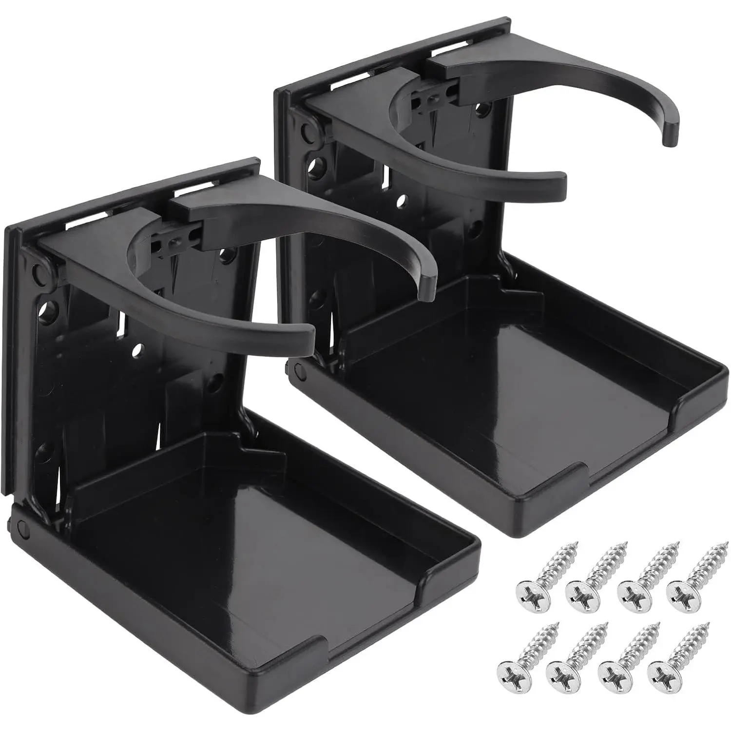 2 count Adjustable Cup Holder, Boat Cup Holder Foldable, ABS, Black | 2.36-3.94'' Adjustable, Wall-Mounted Cup Holder for Desks, , , RVs, , Fits  Sizes of Cups, Bottles