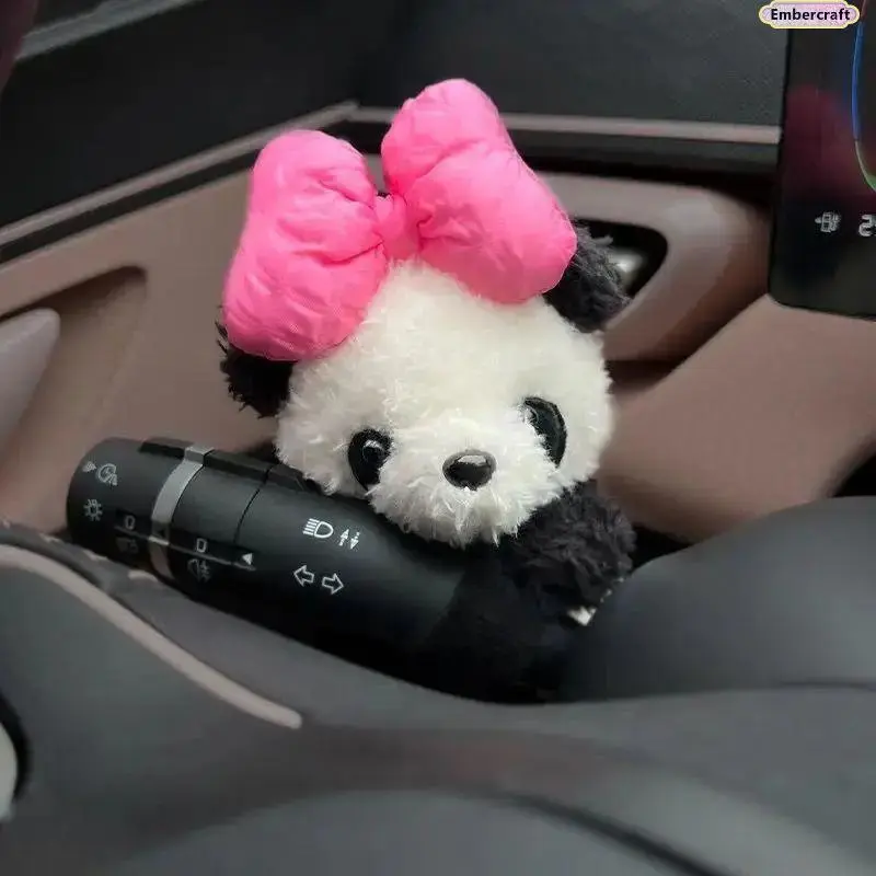 Cute Panda Car Tissue Holder, Plush Car Tissue Box Cover for Women and Girls, Kawaii Interior Car Decor Accessory for Seat Back, Sun Visor or Armrest, Soft Cartoon Auto Decoration for Daily Driving and Gift Use, Car Accessories, Accessories For Car