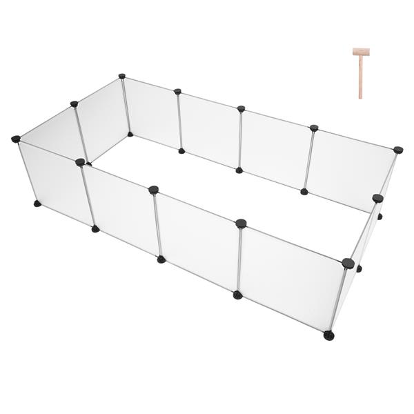 12 Panels Transparent Small Animals Playpen,28" x 56" x 14" Portable Pet Playpen,Plastic Enclosure,Puppy Play Pen for Indoors Outdoor Pet Fence for Guinea Pigs,Bunny,Ferrets,Hamsters,Hedgehogs