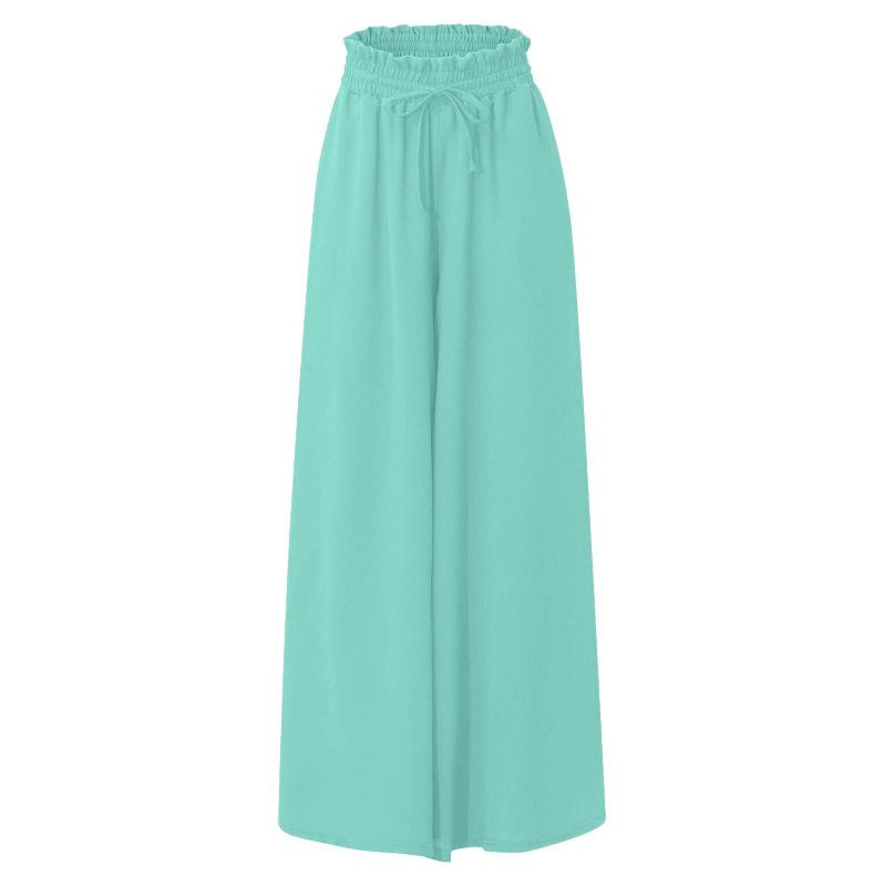 Women's new summer wide-leg long pants with elastic waistband, high-waisted long skirt-pants for women, suitable for beach vacations and commuting