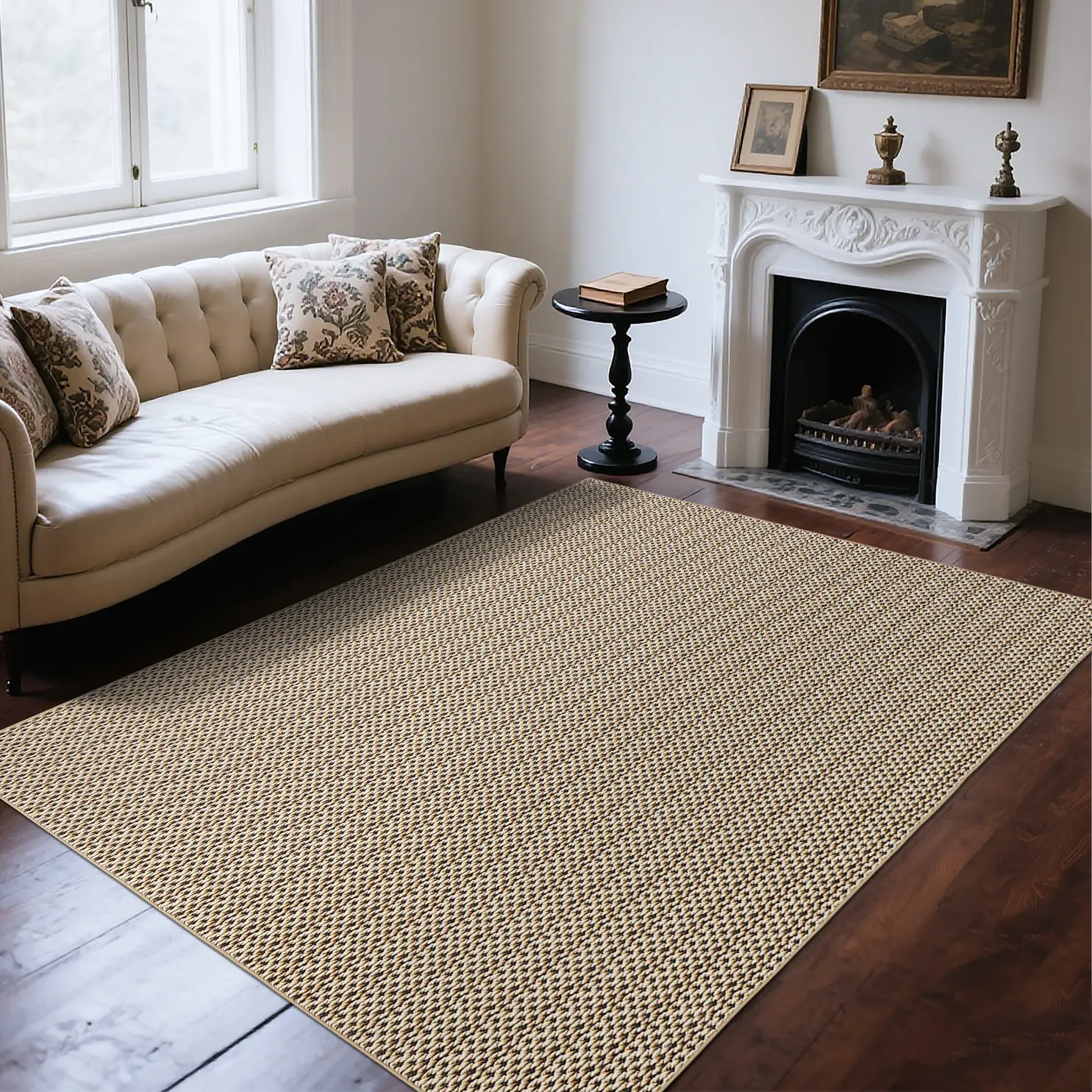 Modern Washable Area Rug – Soft Woven-Style Accent Carpet, Non-Slip Backing, Low Pile, Non-Shedding Contemporary Floor Mat for Living Room, Bedroom, Office