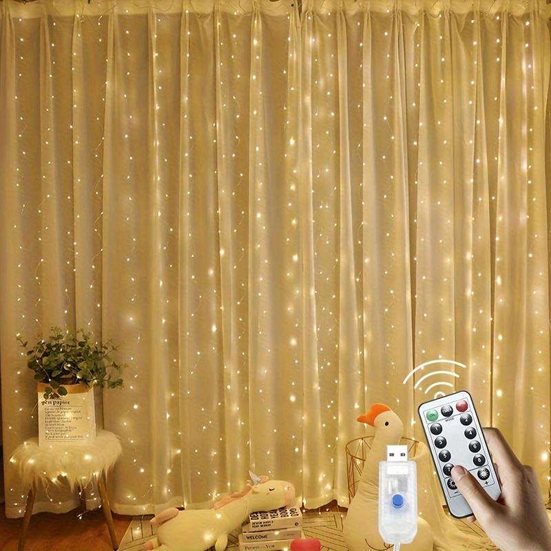 1set 9.84ft LED Curtain Fairy Lights, 300 LED Remote Control Curtain Lights, Plug In Fairy Curtain Lights, Window Wall Hanging Curtain String Lights for Bedroom Backdrop Wedding Party Xmas Indoor Decoration-Decorative 1set 9.84ft LED Curtain Fairy Lights, 300 LED Remote Control Curtain Lights, Plug In Fairy Curtain Lights, Window Wall Hanging Curtain String Lights for Bedroom Backdrop Wedding Party Xmas Indoor Decoration-Decorative