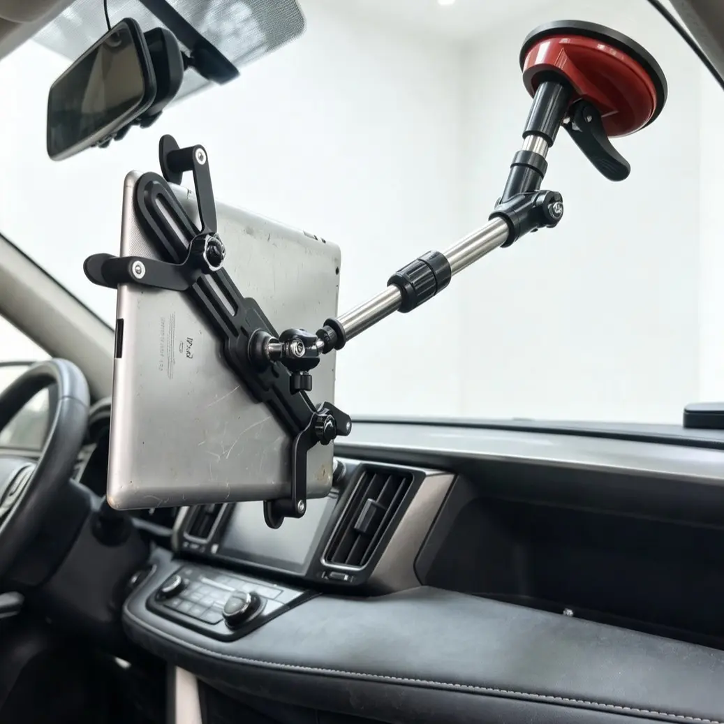 Extended Metal Adjustable Multi-Functional Tablet Stand, Car Front Windshield iPad Phone Holder, Versatile Universal Mounting Solution