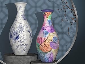 3D Puzzle Vase Unique Flower Vase Made by 160 Curved Plastic Puzzle Pieces House Warming Gift for Flower Arrangements and Home Decoration - [S1034] (Classic, Colorful Leaves)