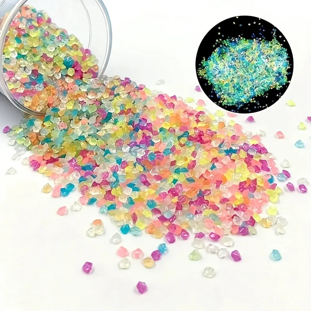 10,000 Pcs 3-5mm Rechargeable Glow-in-the-Dark Resin Sand, Durable Multi-Color Luminous Pebbles for Crafters, Aquarium & Garden Decorative Accent with Energy-Free Nighttime Effect