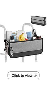 SUNDAY MIRTH Large Walker Tote Bag with Cup Holder, Folding Walker Attachment Hands-Free Storage Basket Mobility Aid Accessory Pouch for Elderly, Senior, Purple