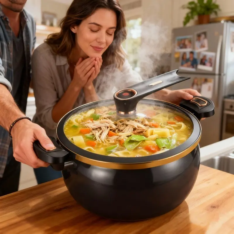 Large Capacity Soup Pot with Twist Lock Handle, Suitable for Quick Cooking, Non Stick Pot 1.85 US Gallon Multifunctional Cooking Pot, Gas Stove, Open Flame And Induction Cooker, Universal Stew Pot for Households, Restaurants