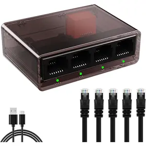 Gigabit Ethernet Splitter 1 to 4 with 5 Cat6 1M Cables 1000Mbps High Speed RJ45 Network Switch LAN Extender for Cat5 Cat5e Cat6 Cat7 Cat8