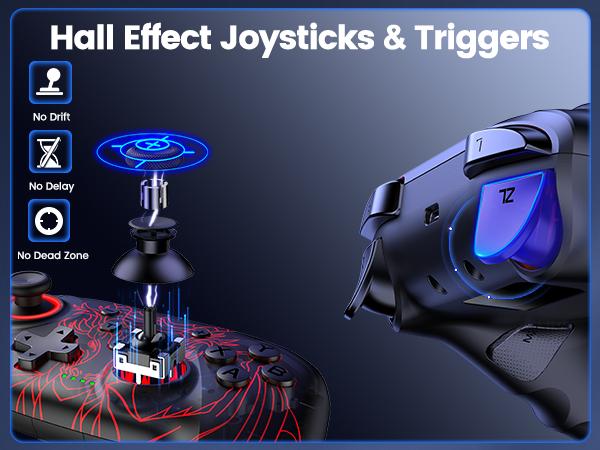 Wireless PC Controller, 1000Hz Polling Rate, Hall Effect Joysticks & Triggers, Controller for PC/Switch 2/Switch/Android/IOS, 1000mAh Battery, with 7 Light Modes/Paddle/Turbo/Motion/Charging Dock