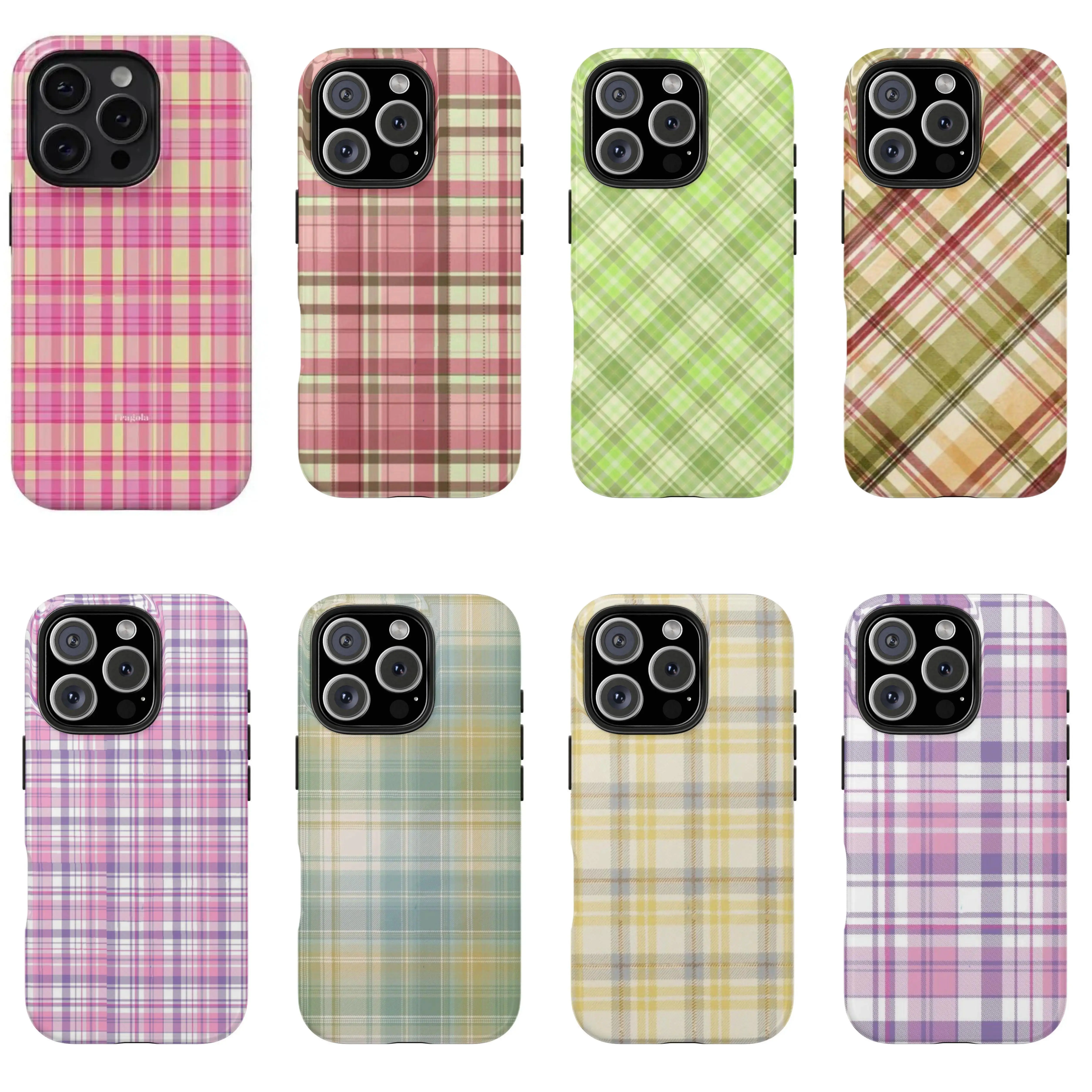 Fragola Butter Smartphone Casing - Pink & Yellow Plaid Design, Protective Mobile Phone Accessories Suitable for iPhone 17-11 Pro Max/Plus and  Samsung Galaxy S23-25