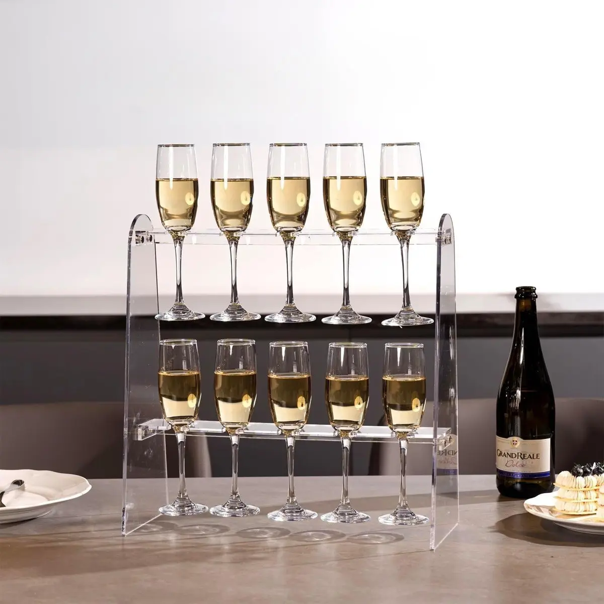 Acrylic Transparent Wine Glass Holder, Elegant Two-Tier Design, Ideal for Home or Kitchen, Perfect for Storing Wine Glasses