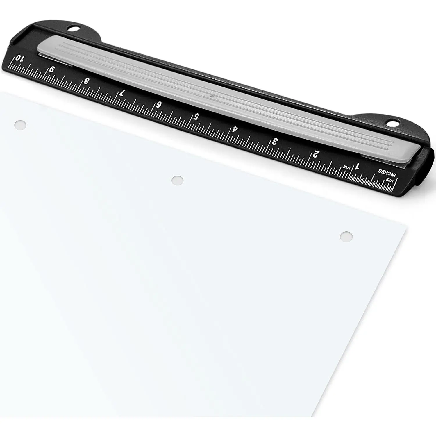 Portable 3 Hole Punch for Ring Binder, Paper Puncher with Integrated Ruler, 5 Sheets Capacity, Suitable for Office and School Supplies (Black)