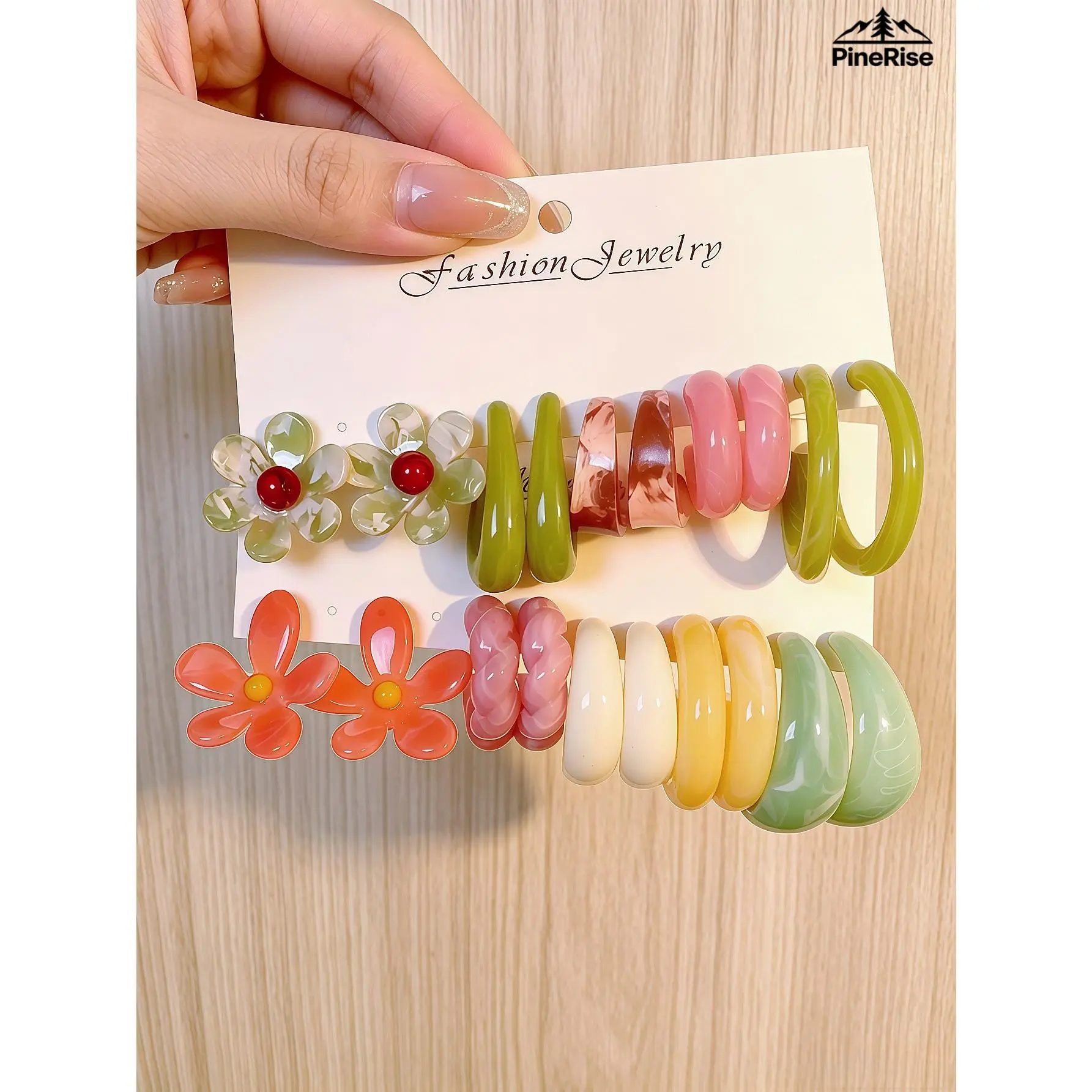 Women's Acrylic C-Shape Geometric Earring Set - Colorful Fashion Hoop & Stud Pack for Indoor Leisure Casual Outfit Styling (Indoor Recreation Accessory)
