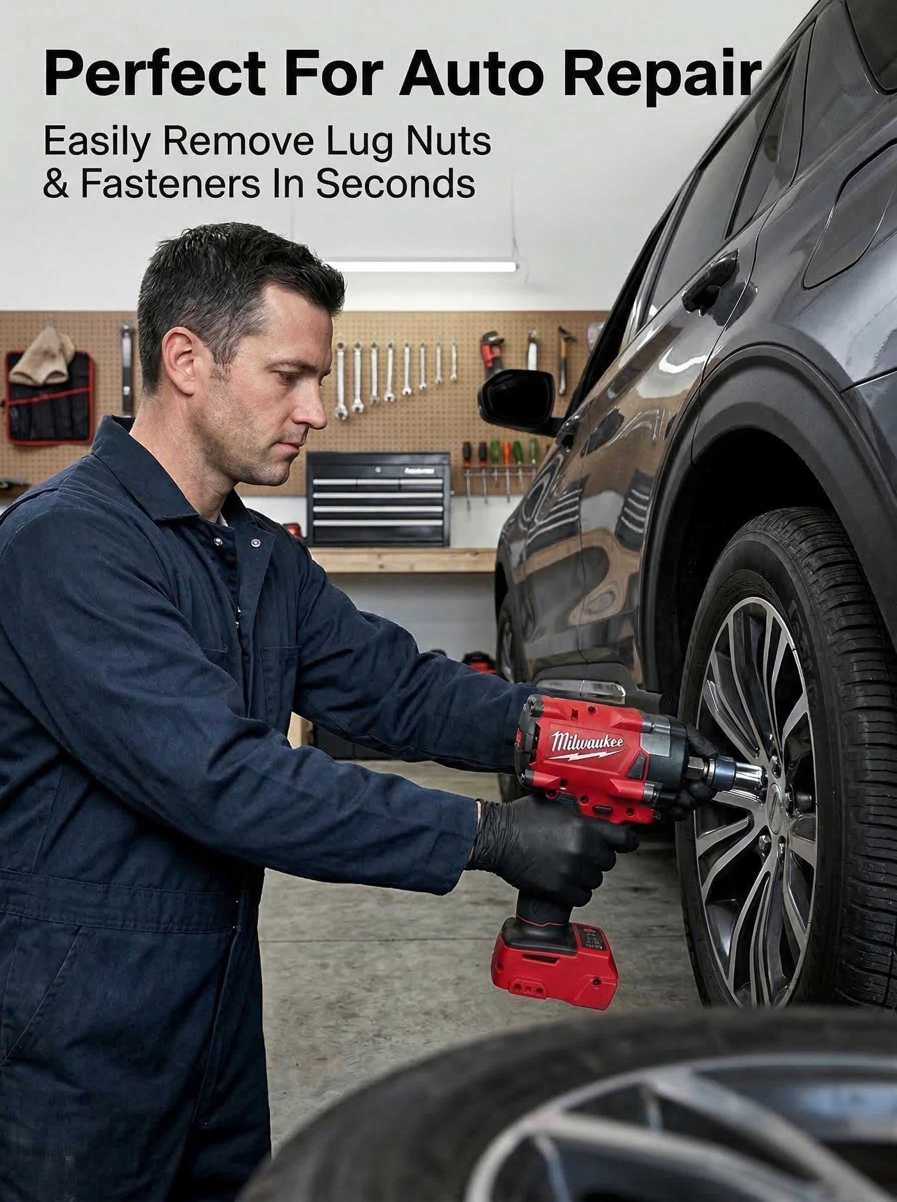 Milwaukee M18 18V Brushless Impact Wrench 1/2" 300Nm 4-Mode Torque Cordless Kit with Charger & Tool for Auto Truck Repair gear power m 18