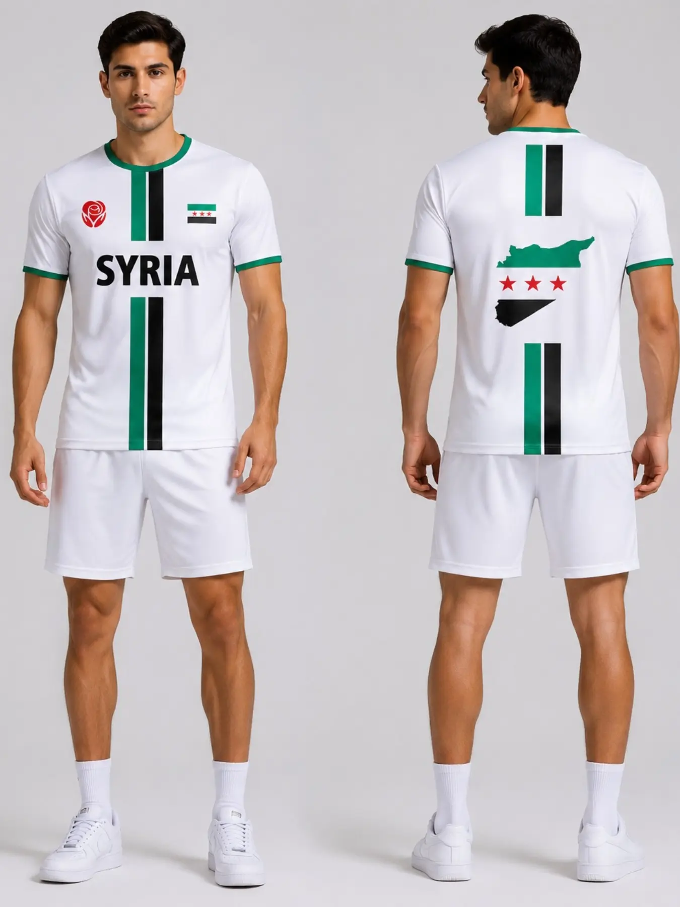 Summer Syrian Fan Short Sleeve Outdoor Fitness Running Quick-Dry Shirt, Football Training Top, Sporty Loose-Fit, All Seasons
