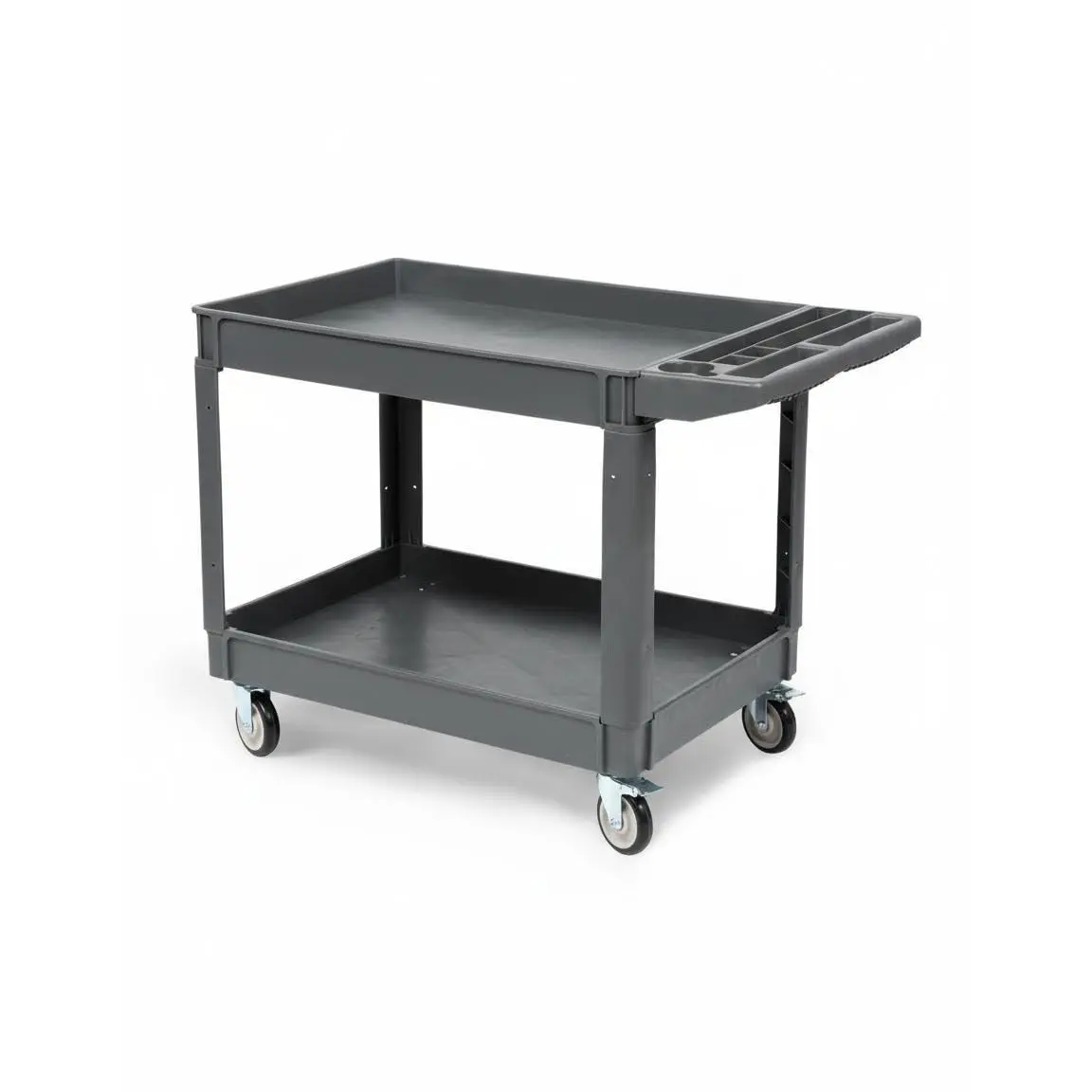 2 Shelf Utility Service Cart 550 LBS Capacity with 360 Swivel Wheels, Heavy Duty PP Rolling Storage Cart for Warehouse, Garage & Workshop