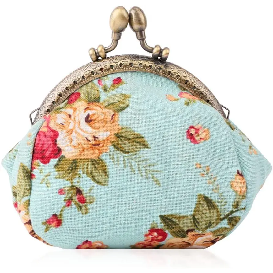 Women's Mini Modern Flower Print Clasp Wallet - Buckle Lock Secure Holder Pouch for Women, Mini Size, Wallets For Women, Secure Clasp