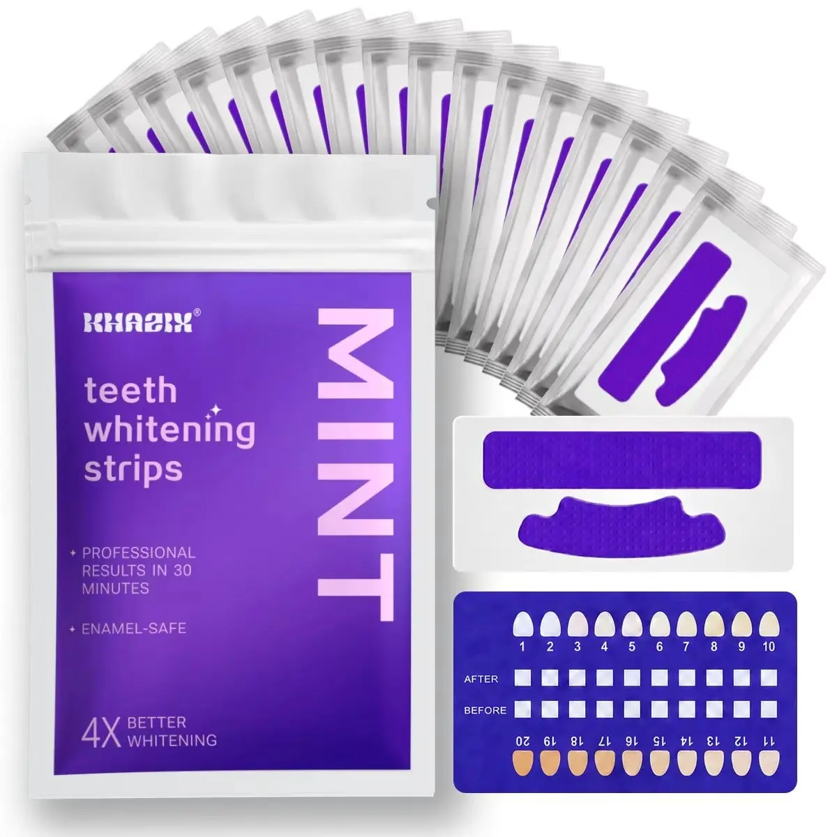 Khazix Teeth Whitening Strips 7 Pairs, Easy to Use Smile Care Strips, Comfortable Fit Oral Care Strips, At-Home Daily Use for Brighter Smiles