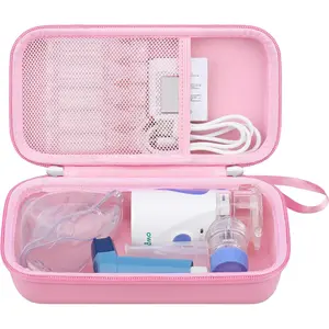 Pink Hard Carrying Case for Handheld Mesh Nebulizer, Portable Asthma Inhaler Storage Bag with Mesh Pocket for Mask, Nozzle, Cables & Batteries, Shockproof Waterproof EVA Medicine Organizer(Only Case)  organizer
