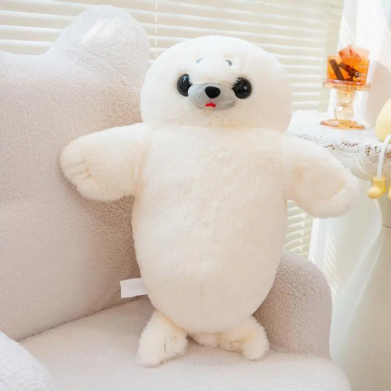 Kawaii Chubby Seal Warm Unisex Throw Pillow, Soft PP Cotton Plush Toy, Bedroom Decoration Cuddly Sleeping Companion, 35cm/45cm