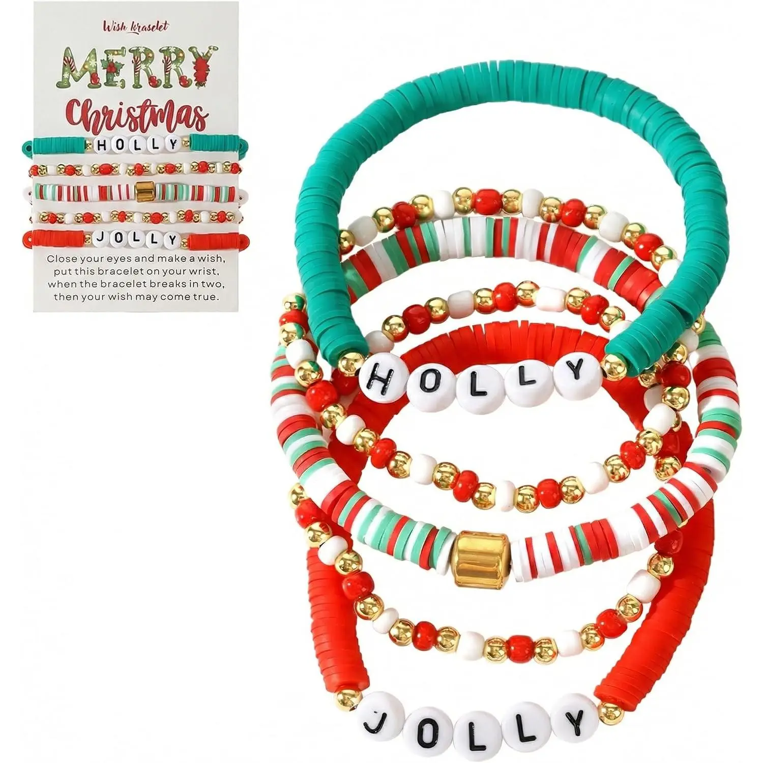 Christmas Bracelets Stocking Stuffers for Women Red Green  beaded Ball Stackable Bracelets Stack Party Favors Festival Costume Accessories  Xmas Christmas Gifts for Women