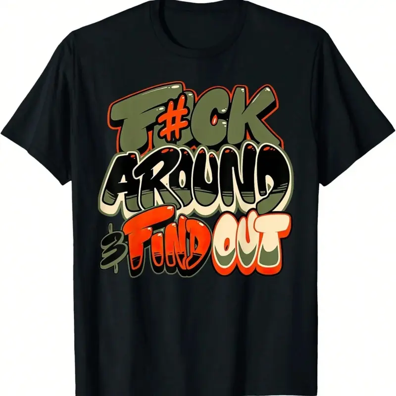 Hip - hop - inspired Tee: Channel Hip - hop Vibe with a Cool and Impactful Graffiti - style Typography on a Tee