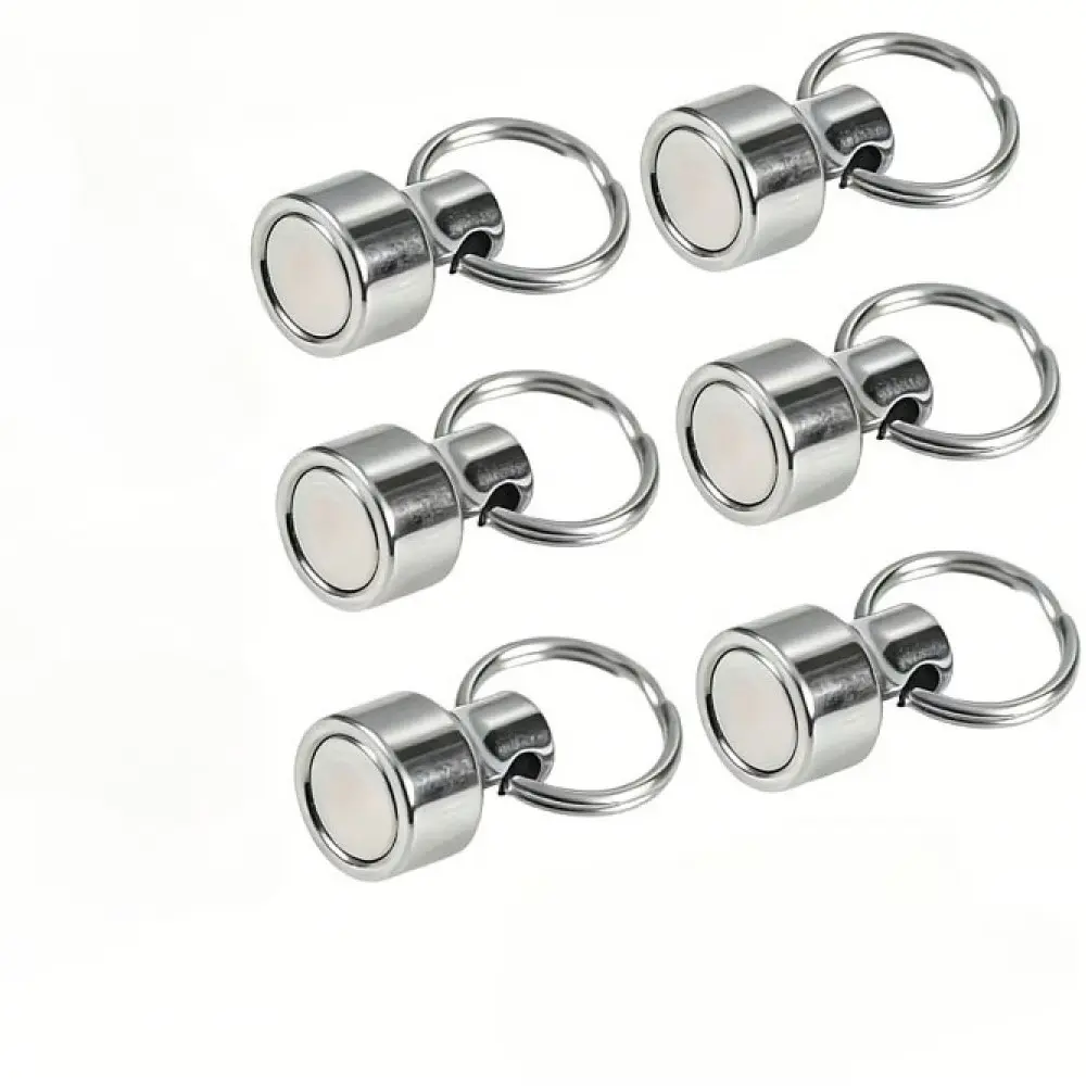 6pcs Magnetic Metal Hooks, Load Capacity 11.02 Lbs, Multi-Functional Keychains, Fishing Gear, Outdoor Tools, Durable Industrial Hardware