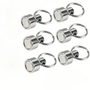 6pcs Magnetic Metal Hooks, Load Capacity 11.02 Lbs, Multi-Functional Keychains, Fishing Gear, Outdoor Tools, Durable Industrial Hardware