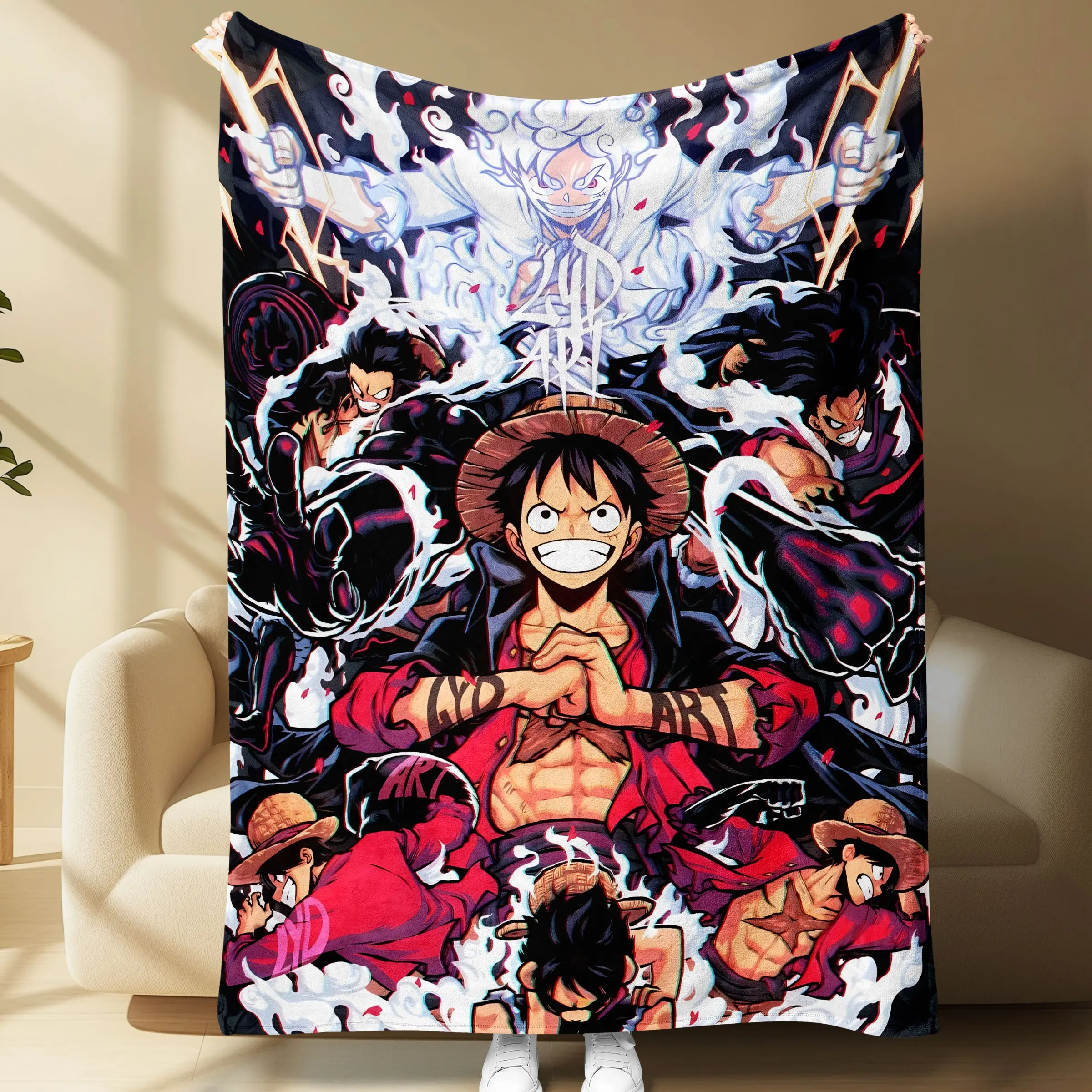 1PCS Anime Pirate Adventure Throw Blanket, Action Hero Style Soft Cozy Flannel Blanket for Sofa, Bed, Gaming Room & Dorm Decor, Travel & Gift Use, Halloween Christmas Birthday Party 🎁🔥 Cozy Anime Room Decor