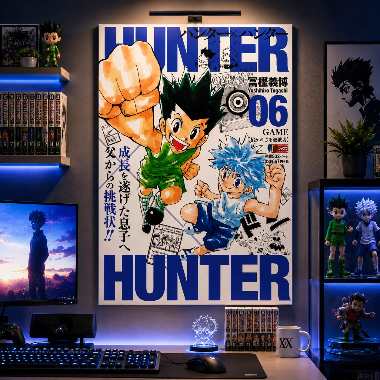 Hunter x Hunter Anime Canvas Wall Art, Gon & Killua Manga Poster Print, Anime Room Decor for Bedroom, Gaming Setup Wall Decor, Japanese Manga Gift for Anime Fans, Adventure Anime Poster, Shonen Wall Art, Otaku Bedroom Decor, Manga Fan Gifts, Game Room Art