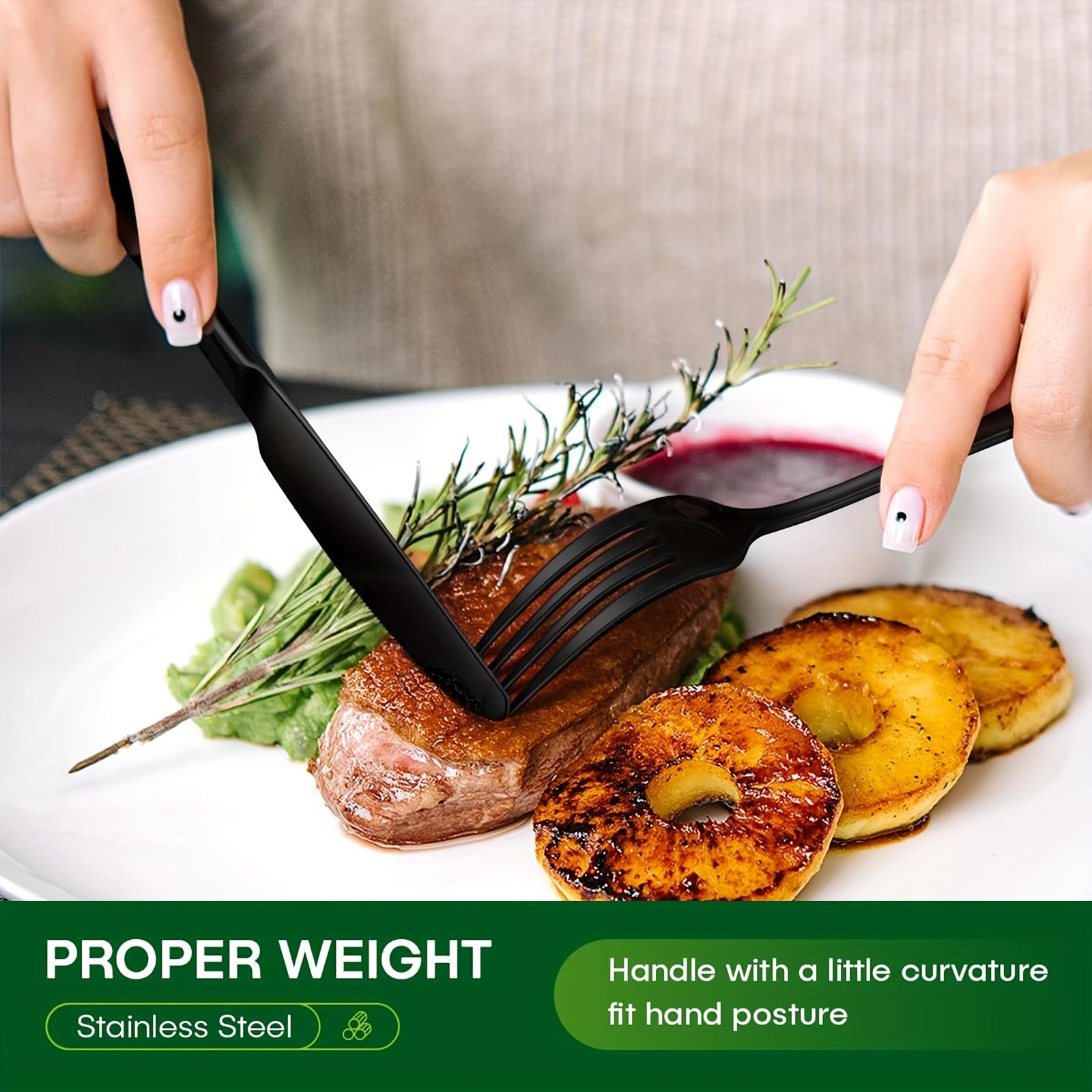 60pcs Silvery/Black Stainless Steel Silverware Suitable For 12 People To Use, Steak Knife, Salad Fork, Dessert Spoons, Cutlery Set With Gift Box, Kitchen Accessories, Home Outdoor, Wedding Camping Stuff, Christmas Party Gift, Dishwasher Safe