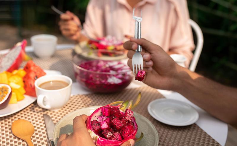 2-in-1 Watermelon Fork Slicer Cutter Stainless Steel Summer Watermelon Cutter for Kitchen Gadget Camping Home Party