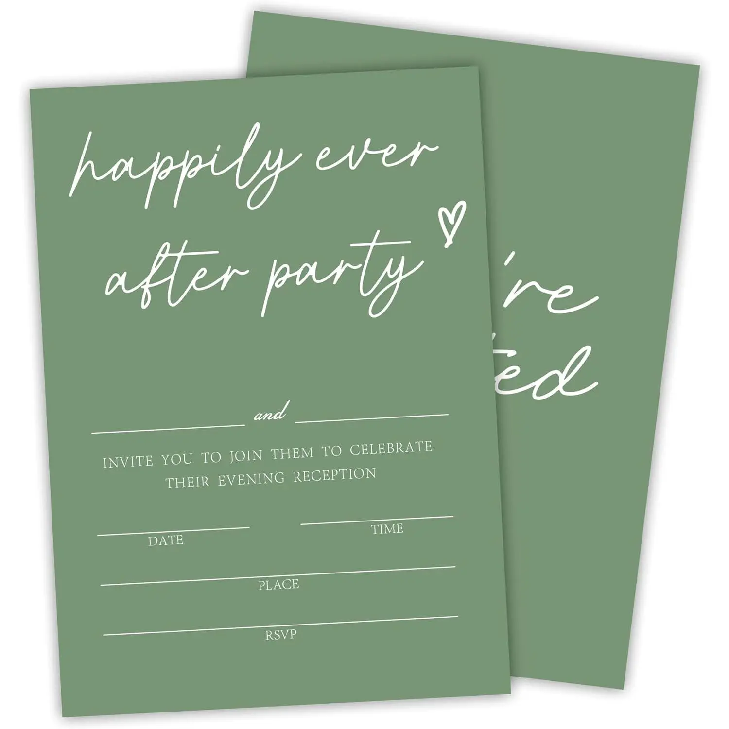 25 Minimalist Modern White Wedding Party Invitations with Envelopes - Bride & Groom Reception Cards, Engagement Celebration Office Stationery Cards A01