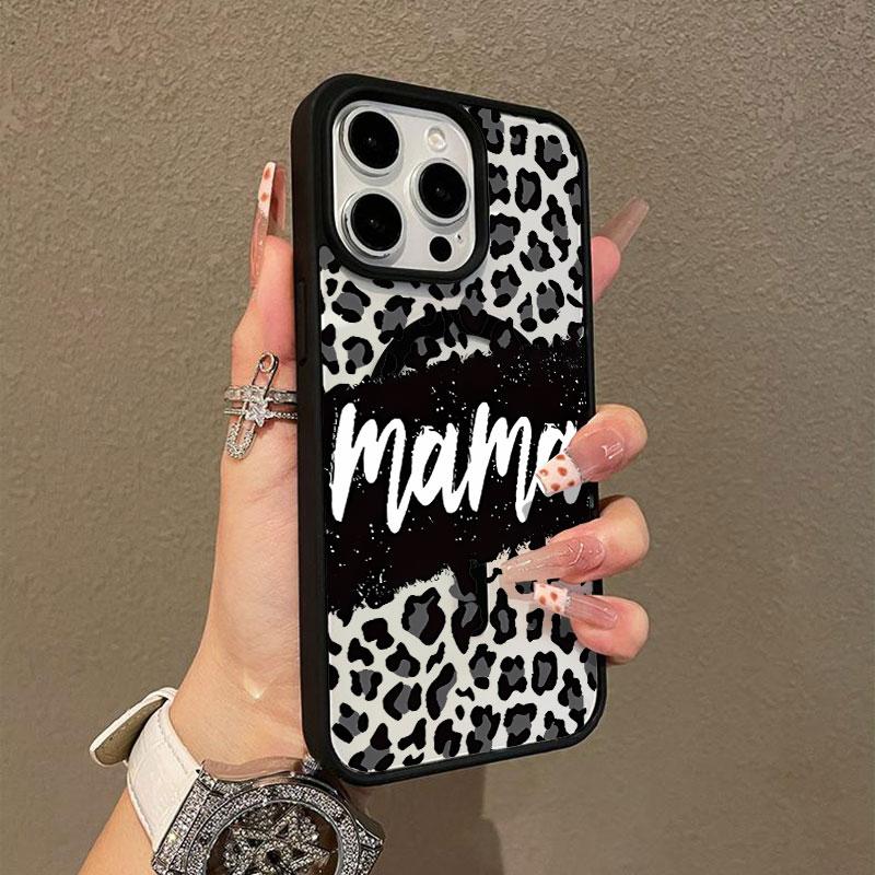 Leopard Mama Pattern Premium Magnetic Phone Cases for iPhone 17 pro max  iPhone 16 15 14 Pro Max 13 12 11 Plus Smartphone Shockproof Protection Acrylic Cover Cellphone Protective magsafe magnetic case Aesthetic Resistance Casing Silicone Screen Protector
