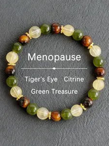 Tiger Eye Crystal Beaded Bracelet, Menopause Support, Hormone Balance, Hot Flashes Relief, Women's Healing Jewelry
