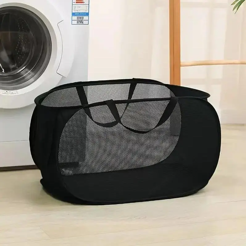 Durable Mesh Laundry Basket, Large Capacity Foldable Clothes Hamper with Sturdy Carry Handles for Home Laundry and Camping, High-Capacity, Wear-Resistant, Practical, Sports, Compact Fold, Handle Carry