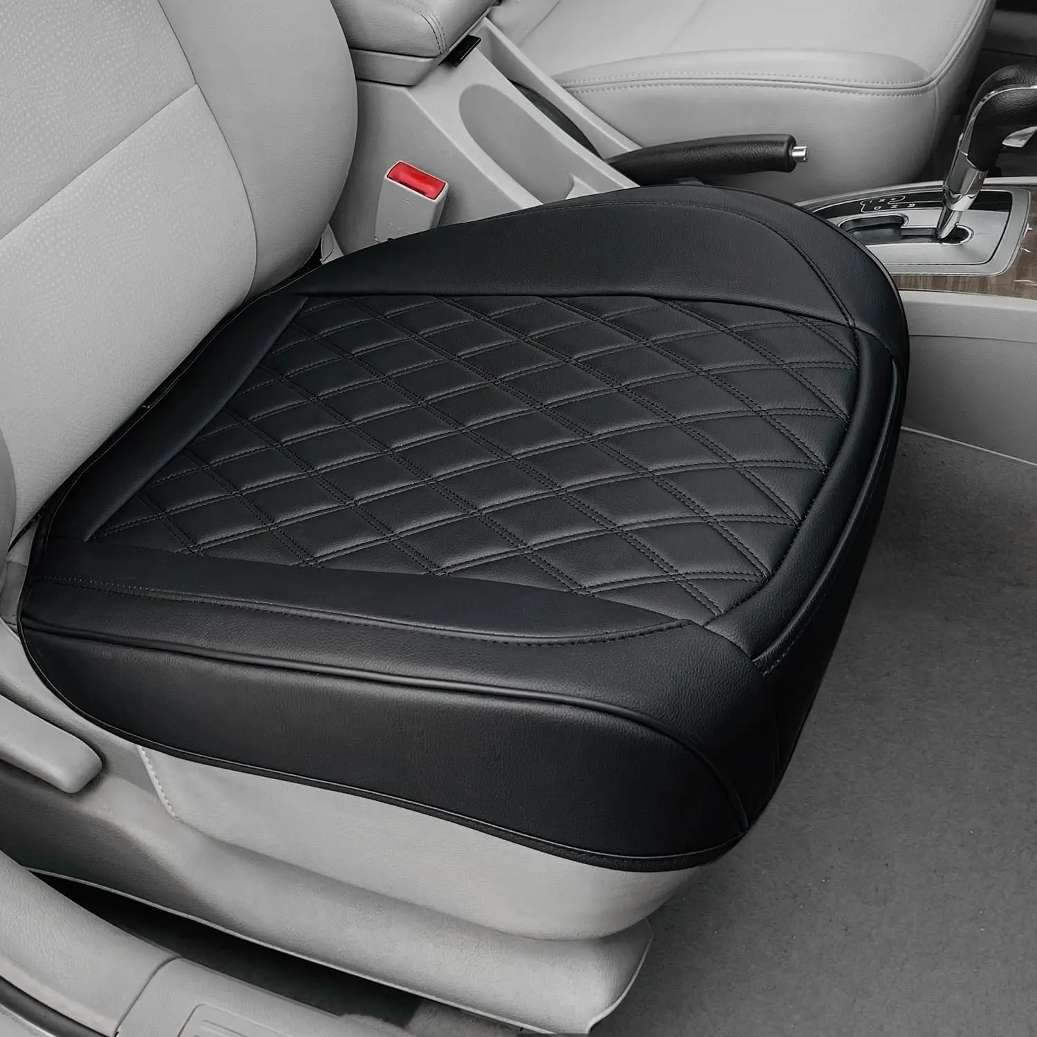 1 Pack Leather Front  Seat Cover Bottom  Seat, Anti-Slip and Full Wrap Driver  Seat Protectors, Luxury  Bottom Auto Seat Cushion Pad Mat for  (Red)