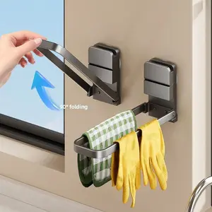 Kitchen suction cup multifunctional rag draining rack, special storage rack, towel rack, foldable hanging rod, kitchen storage rack