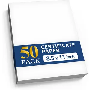 50 Certificate Paper 8.5 x 11 for Printing - Blank Certificate Papers for Award Certificates & Diploma Paper - Premium White Award Papers Cardstock for Awards & Certificates Graduation