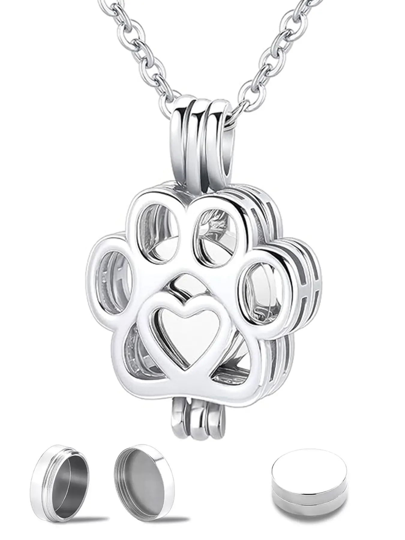 1Pcs Pet Cremation Jewelry For Ashes For Dog/Cat Paw Urn Ashes Necklace for Women Men Mini Circle Vial Cremation Ash Pendant Loved One Memorial Jewelry