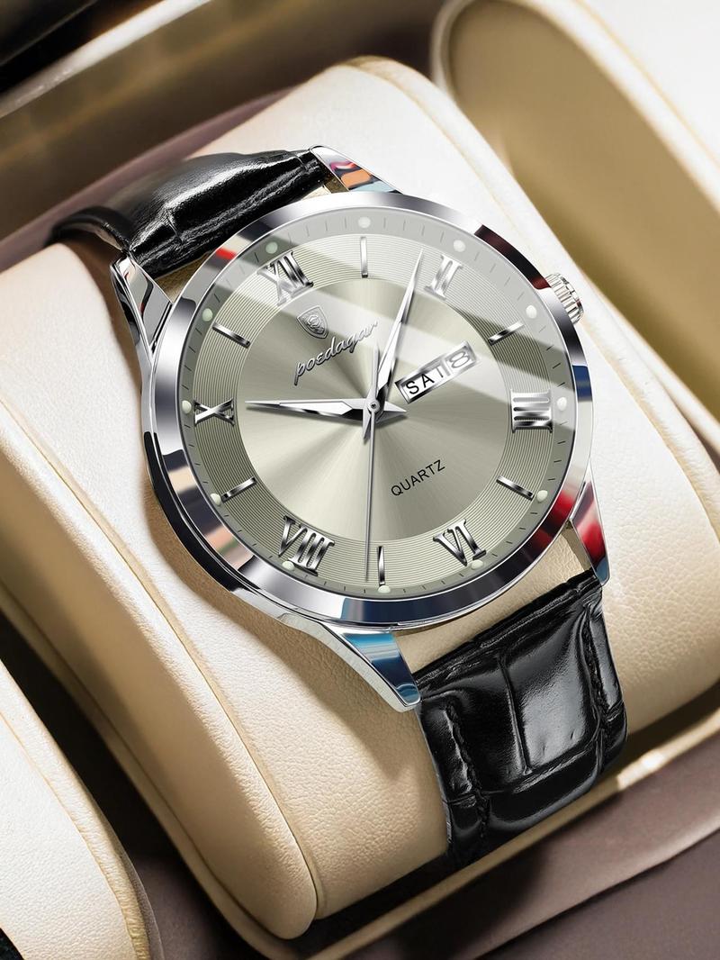 Men's Business Fashion Round Dial Analog Quartz Watch, Fashion Watch for Party, Daily Clothing Decor, Trendy All-match & Exquisite Watch for Birthday Gift with Box, Business Fashion Watches