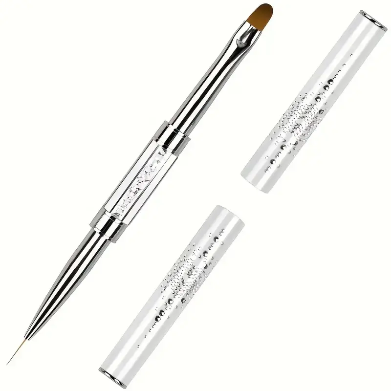 1pc Dual-Ended Nail Brush, Stainless Steel Odorless Gel & Acrylic Design Tool, 2-In-1 Polymer Gel Brush & Picker for Quick Nail Extension, Nail Tools
